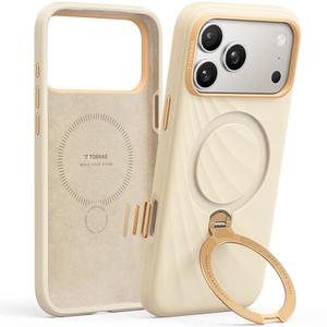 TORRAS Q3 Wind Flow for iPhone 17 Pro Max Case Liquid Silicone, Fit for MagSafe, 360 Spin Magnetic Stand, Soft Cozy Grip, Camera Control, Protective Case for iPhone 17 Pro Max Case with Stand, Butter