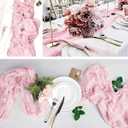 8 Pack Light Pink Cheesecloth Table Runner 20 x 120 inch Gauze Table Runners 10 FT Long, Semi Sheer Boho Cheese Cloth Fabric Table Runner Bulk for Wedding, Party, Baby Shower, Bridal Shower Decoration