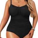 Aqua Eve Plus Size Swimsuit for Women Tummy Control One Piece Bathing Suit Vintage Swimwear 18W