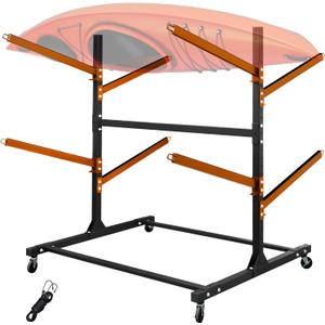 Kayak Storage Rack, Heavy Duty Freestanding Sup Storage Stand, Storage Rack for Kayaks, SUPs, Canoe and Paddleboard for Indoor, Outdoor, Garage, Shed, Dock(Wood) (4 Levels 2 Way)