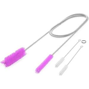 Flexible Drain Cleaning Brush (72" Long) for Drains, Bottles, Bathroom Sink, Bathtub, Shower, and Kitchen Sink, Heavy-Duty Double Ended Nylon with Elastic Hose, Bathroom Cleaning Supplies