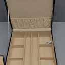 ProCase Jewelry Box for Women, 2 Layers Large Leather Jewelry Organizer Storage Case with Removable Pad for Earrings -Black