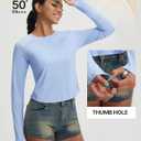 baleaf Women's Sun Shirts Crop Long Sleeve Workout Tops, M