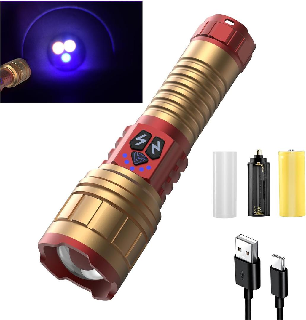 3 in 1 Rechargeable Flashlight True 5000 Lumens Outdoor Strong Cob Light, 5000mAh Zoomable Beam LED Flash Light with Magnet Power Failure Emergency Survival Kits Snowstorm (6 in 1)