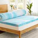 PERLECARE Queen Mattress Topper 3 inch, Gel Infused Memory Foam Bed Topper, Soft & Supportive, Pressure Relieve Breathable Mattress Pad, Blue