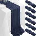 6Pack Navy Blue Table Runner 10FT Navy Blue Cheesecloth Table Runner 35x120inch Cheese Cloth Table Runners Rustic Boho Gauze Table Runners for Party Wedding Birthday Dining Bridal Baby Shower Decor