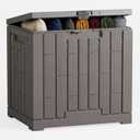 Outdoor Storage Box, 30 Gallon Resin Waterproof Deck Box, Lockable, Built-in Handle, Outside Storage Container for Patio, Garden and Garage (Light Brown)