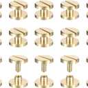 uxcell 30Pack Brass Chicago Screws, 3x10mm Flat Head Screw Back Binding Post Nail Stud Rivets for DIY Leather Craft Belt Strap