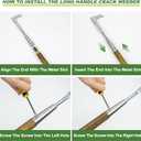 Haliaeetus Long Handle Crack Weeder Tool, 62'' L-Shape Stainless Steel Crevice Weeding Tool, Comfortable Wood Handle Paver Weeder, Sidewalk Weed Removal Tool for Driveway, Bricked Patio,Terrace Paving