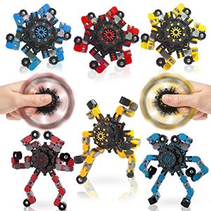 Transformable Fidget Spinners,6PCS Funny Sensory Fidget Toys Deformable Chain DIY Robot Spinner,Fingertip Stress Relief Gyro Toy Easter Basket Stuffers Party Favors