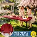 Fitted Tablecloth for 8 Foot Rectangle Tables-4 Pack Red Elastic Outdoor Picnic Table Cover-Spandex Stretch Christmas Table Cloths 8ft for Camping Dining Room Patio Kitchen Banquet Party 30'' x 96'' | 4 Pack