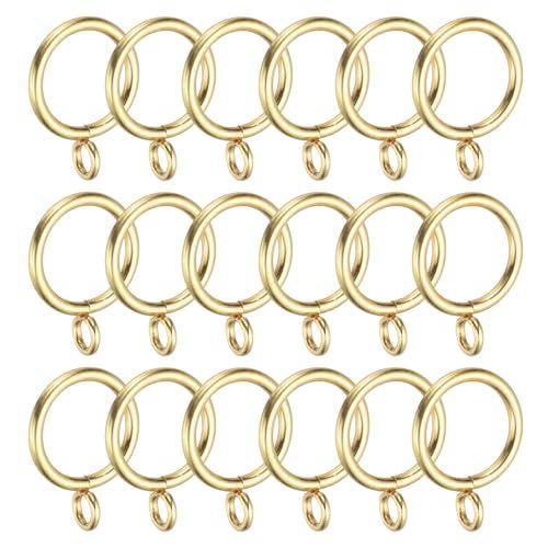 PATIKIL 1 Inch Inner Dia Curtain Rod Rings with Eyelets, 18 Pcs Metal Drapery Ring for Curtain Rods Hoop Pins, Gold Tone