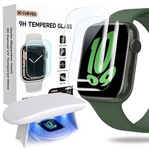 FLOKINICE Compatible for Apple Watch Seires 9 8 7 Screen Protector 45mm, Tempered Glass