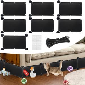 Under Couch Blockers for Pets, 6.7" Height-83 Length in Total Couch Blockers, Keep Dogs Off Couch Sofa, Durable Detachable Under Couch Toy Blocker with Strong Tape, Black