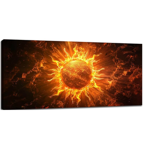 banonaty Sun Wall Art Sun Fire Pictures Wall Decor Extra Large Celestial Canvas Prints Framed Artwork Paintings Home Office Decorations for Living Room Bedroom Dinning Room 60""x30""