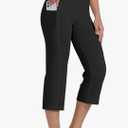 Willit Women's Yoga Capris Pants High Waist Leggings Crop Straight Leg Athletic Exercise Workout Capris 21" (XL, Black)