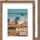 An&He 8.5x11 Picture Frame Set of 2, Brown Wood Grain Photo Frame for Wall Mounting or Tabletop Display