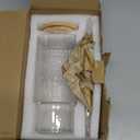 32oz Glass Cup with Lid and Straw, Embossed Beaded Glass Tumbler with Handle Bamboo Lid and Straw for Whiskey Cocktail Beer, Iced Coffee, Hot/Cold Drinks