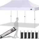 Eurmax USA 10x20ft Pop Up Canopy, Commercial Instant Tent for Outdoor Events, Patented No-Tip Rolling Storage Bag with 6 Sandbags,UV & Water Resistant,Heavy Duty Portable Shelter Gazebo,White