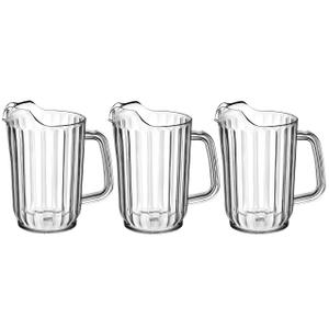 OCS Parts Pro Series 3-Pack 32-Ounce Plastic Pitchers | Clear, Heavy Duty Pitchers with Enhanced Grip and Pour Spout | Classic Restaurant Carafe Pitcher for Water, Juice, Beer, and Iced Tea