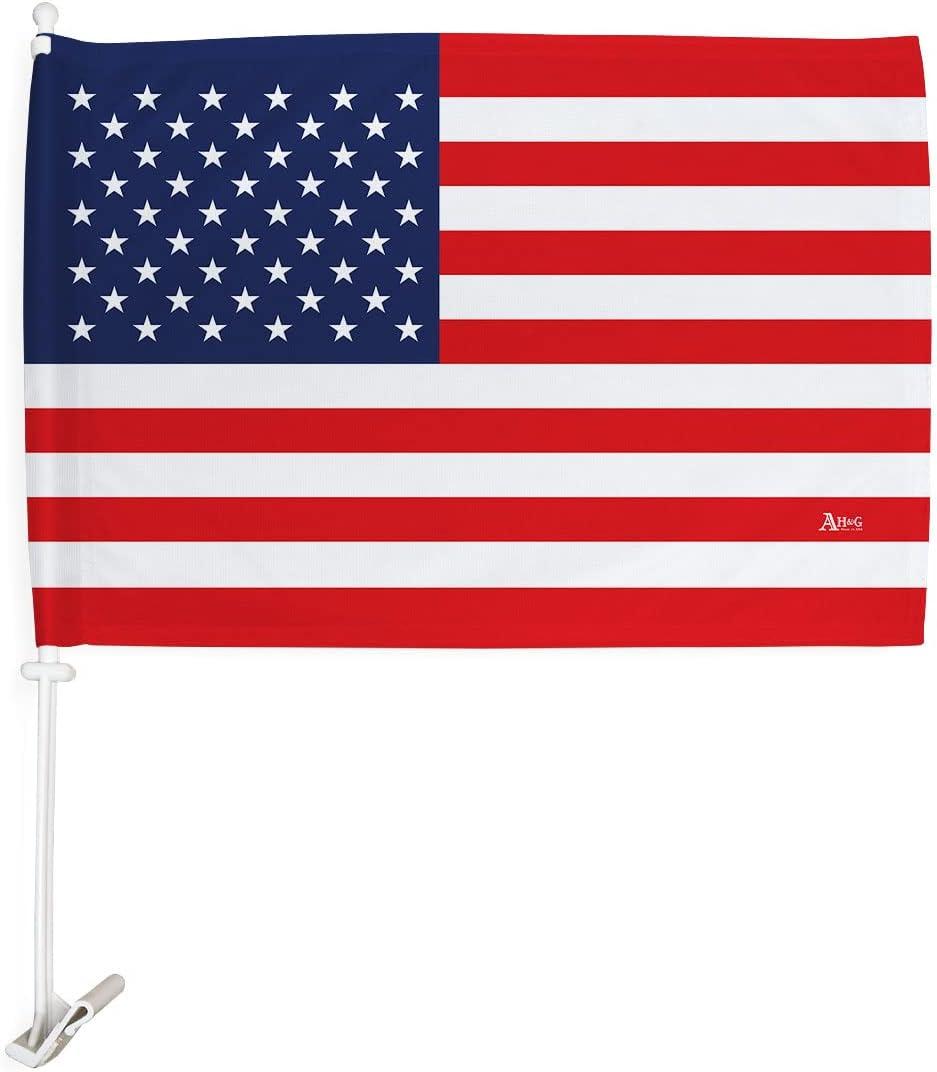 USA Car Flag Decorations Flags Kit Bandera Para Carros Window Clip Pole Mount Kit Truck Rod Auto Accessories Freedom Poster Independence Day Gifts American Patriotic Decor