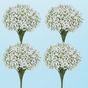 40 Pcs Babys Breath Artificial Flowers, Baby Breath Flowers Artificial Bulk, Real Touch Babys Breath Babies Breath Long Stems, Fake White Gypsophila For Bonquet Vase Wedding Decor Flower Arrangement