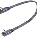 AAOTOKK Braided 90 Degree USB 3.1 Type C Cable Flat Short Up&Down Angle USB Type C 3.1 Male 4K@60Hz Extension Cable Supports Charging, Data, Audio, Video Cable for Laptop&Tablet&Mobile Phone (0.3M-M/ M)