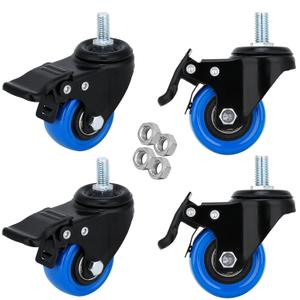 2" Stem Caster 1/2"-13 x 1 Threaded Stem Caster Wheels Set of 4 Heavy Duty Swivel Casters with Dual Locking Brakes 600 lbs No Noise Caster for Carts and Furniture