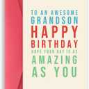 4 x Funny Birthday Card for Grandson, Happy Birthday Gifts for Grandson, Sweet Bday Greeting Card from Grandpa Grandma, Best Grandson Bday Gift Ideas