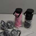 BJPKPK 2 Pack Insulated Water Bottles with Straw Lids, 22oz Stainless Steel Metal Water Bottle with 6 Lids, Leak Proof BPA Free Jugs, Cups, Flasks for Travel, Sports (Cherry+Black)