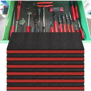 6 Pack Tool Box Foam Inserts for Cases,Tool Box Liner Polyethylene Sheets, Toolbox Kaizen Organizer and Storage Shadow(18 x 12 x 1 Inch,Red, Black)