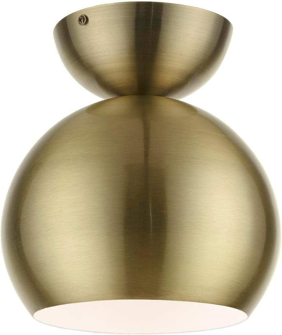 Livex Lighting, 45487-01, Stockton, Globe Semi-Flush, Antique Brass