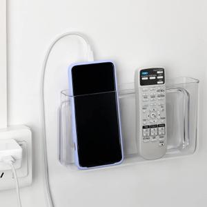 Wall Mount Storage Organizer Box for Phone Remote Control Holder Clear L