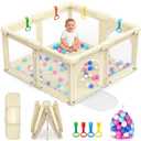 OCATO Baby Foldable Playpen: Playpen for Babies and Toddlers Baby Play Pen Gate Portable Playpen Fence Indoor Outdoor Kids Safety Area Travel Play Yard Babies Essentials Pack n Plays (50" 50")