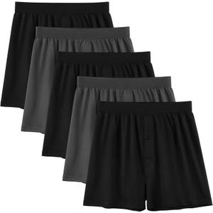 Underwear Mens Boxers Cotton Underwear for Men Boxer Shorts knit (5 Pack, Large)