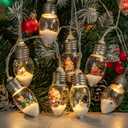 16.6ft Vintage Christmas Lights for Indoor Bedroom Decorations - 30 LED Globe Bulbs String Light with Snow & Cute Ornaments for Home Patio Decor Fireplace Xmas Tree Decoration