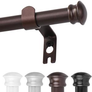 Bronze Curtain Rods for Windows 30 to 88 Inches with Brackets, Decorative 5/8 Inch Diameter Single Window Curtain Rod Set for Room Divider, Bedroom, Living room, Kitchen, Bathroom