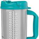 Mugs N Coffee 32 oz Travel Mugs Purple and Teal Hospital Mugs for Cold Drinks Double Wall, Large Handle BPA-Free, Leak-Resistant Includes Lids and Straws Made in USA