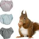 Washable Squirrel Diapers - Extra Small Reusable Pet Cloth Diapers Highly Absorbent Leak-Proof Urine Wet Pants with Adjustable Waistline for Indoor Squirrel (3 Pack, Small)
