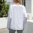 Women’s V Neck Knit Sweater Loose Fit Lightweight Pullover Long Sleeve Jumper Casual Fall Winter Tops (White/S) 