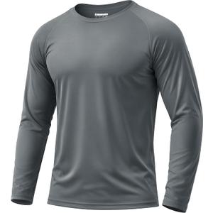 Boladeci Men's UPF 50+ Sun Protection UV SPF Shirts Long Sleeve Lightweight Quick Dry Swim T-Shirts Rash Guard (Gray, M)