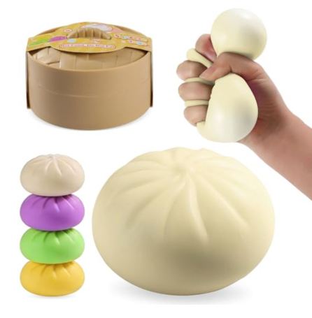 Dumpling Squishies,Dumplings Stress Balls Fidget Sensory Toy,Dumplings Stress Fidget Sensory Balls with Food Steamer,Easter Gift,Birthday Gift ((ColorfulWhite))