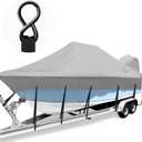 Cerumute Waterproof Center Console Boat Cover with Metal Buckle 22-24ft, Heavy Duty 1200D Marine Grade Polyester Canvas 22’ 23 ft 24 Foot Boat Center Console Covers, Gray