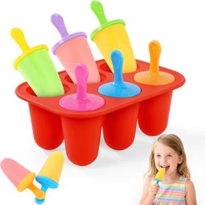 Silicone Popsicles Molds, BPA-Free Small Popsicle Mold for Kids, Toddler & Baby, Reusable Popsicle Molds, Mini Ice Pop Molds with Colorful Sticks, Ice Cream Molds, Homemade Ice Cream Molds(Red)