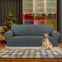KEKUOU Stretch Sofa Cover Slipcover Couch Covers for 3 Cushion Couch Sofa (78"-94") Furniture Protector 3 Seater Sofa with Elastic Bottom for Kids,Dog, Jacquard Small Checked(Large,Grey)