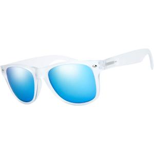 The Fresh Matte Frosted Frame Reflective Colored Mirror Lens Spring Temple Horn Rimmed Sunglasses Gift Box