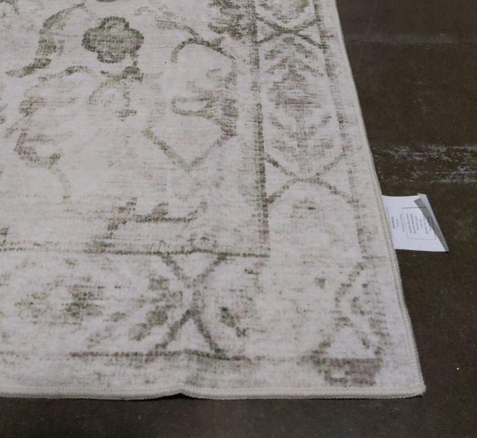 Area Rug 6x9 Living Room Rug, Machine Washable Vintage Distressed Medallion Rug Non-Slip Soft Low Pile Large Indoor Rugs for Bedroom Kitchen Dining Room Office(Beige,6'x9')