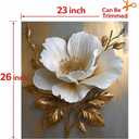 Magnetic Dishwasher Cover 23"x26" Trim-to-Fit, Reusable Refrigerator Door Panel, No Adhesive Decorative Wrap to Hide Scratches and Dents, White Gold Floral Kitchen Decor for Magnetic Dishwashers, 23x25.5 Inches