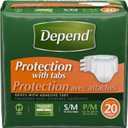 Depend Protection with Tabs, Maximum Briefs S/M, 20 Count 19-34 in Waist