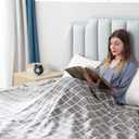 Electric Heated Blanket Full Size 72"x84",Whit 10 Hs Auto Off & 4 Heating Levels, Soft Fleece for Bed, Machine Washable, Gifts for Family-Plaid Pattern, Light Gray